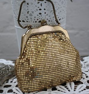 vintage 1960s gold mesh evening bag by luxe bridal