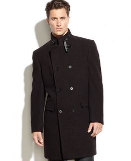 Calvin Klein Coat, Merlow Double Breasted Check Wool Blend Overcoat   Coats & Jackets   Men