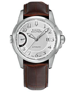 Bulova Accutron Watch, Mens Swiss Automatic Calibrator Brown Leather Strap 43mm 63B160   Watches   Jewelry & Watches