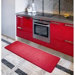 Anti Fatigue Red Faux Leather Chef Mat (1'8 x 5') Runner Rugs