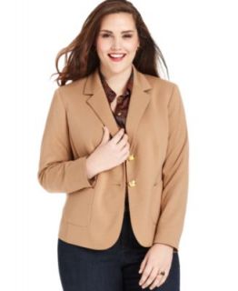 Lauren Ralph Lauren Plus Size Single Button Houndstooth Print Blazer   Jackets & Blazers   Plus Sizes