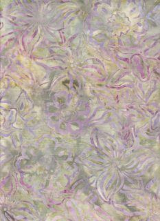 Robert Kaufman Lilac Lavendar Lily Flowers on Spring Green Batik AMD 12281 238 Enchanted Garden ~ HALF YARD ~ Quilt Fabric 100% Cotton 45" Wide