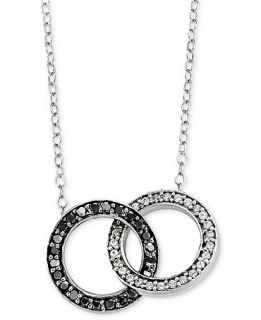Sterling Silver Necklace, Black and Whte Diamond Circle Link Necklace (1/4 ct. t.w.)   Necklaces   Jewelry & Watches