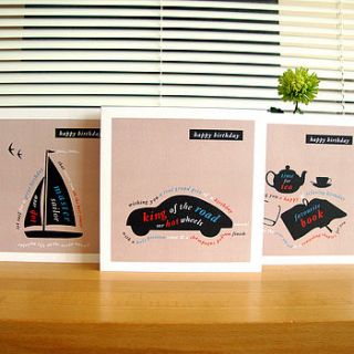 personalised car, boat, wine + birthday cards by designed