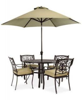 Nottingham Outdoor Patio Furniture, 5 Piece Set (48 Round Dining Table and 4 Dining Chairs)   Furniture
