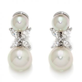 Majorica White 9 12mm Manmade Organic Pearl and Butterfly CZ Sterling Silver Dr
