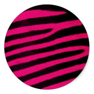 Pink Zebra Stripes Round Sticker