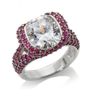Jean Dousset 6.77ct Absolute™ and Created Ruby Sterling Silver Ring