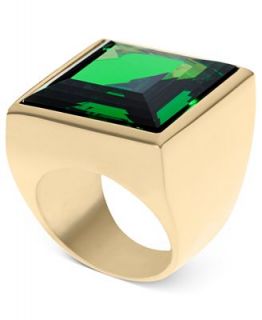 Michael Kors Gold Tone Emerald Glass Crystal Cocktail Ring   Fashion Jewelry   Jewelry & Watches