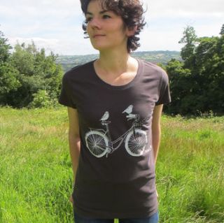 organic women's 'birds on a bike' t shirt by boodle