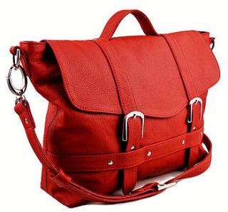 handcrafted red leather midi satchel by freeload leather accessories