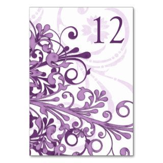 Purple and White Floral Wedding Table Card