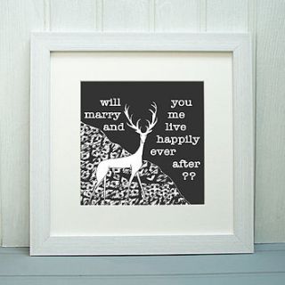 bespoke valentine deer print by cuckoo tree studio