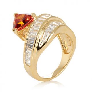 Victoria Wieck 4.25ct Absolute™ Created Padparadscha and Baguette Wrap Ri