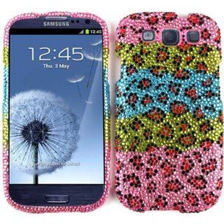 Cell Armor I747 SNAP FD237 Snap On Case for Samsung Galaxy SIII   Retail Packaging   Full Diamond Crystal, Leopard Skin on Color Print Cell Phones & Accessories
