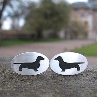 silver dachshund cufflinks by hannah louise lamb