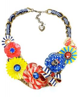 Betsey Johnson Multi Flower Frontal Statement Necklace   Fashion Jewelry   Jewelry & Watches