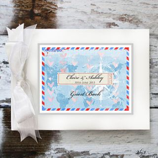 air mail wedding guest book by 2by2 creative