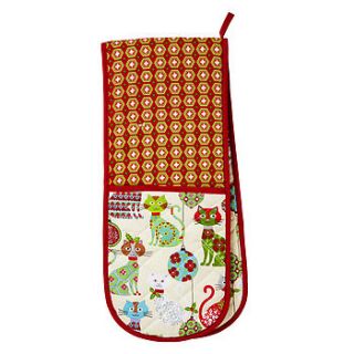 christmas cats double oven glove by ulster weavers