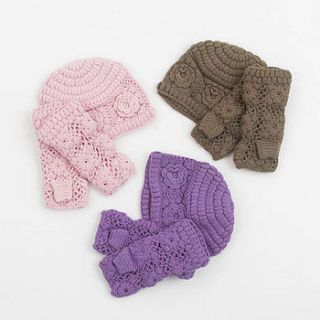 crochet cashmere hat & fingerless gloves by perilla