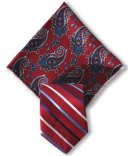 Michelsons of London Red Paisley Tie & Pocket Square Set   Ties & Pocket Squares   Men