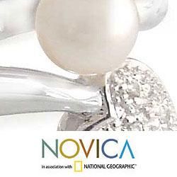 Sterling Silver 'Purity of Heart' Pearl Ring (8 mm) (Thailand) Novica Rings