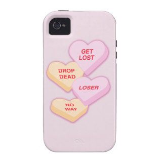 Funny Candy Hearts Get Lost Drop Dead Loser No Way iPhone 4/4S Covers