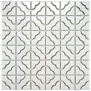 SomerTile Castle White Porcelain Mosaic Tile (Pack of 10) Somertile Wall Tiles