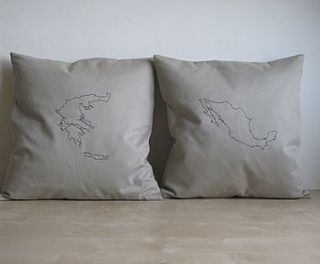 two personalised cushion covers any countries by thread squirrel