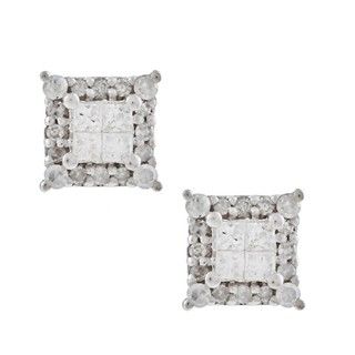 10k White Gold 5/8ct TDW Princess cut Diamond Earrings (G H, I1 I2) Diamond Earrings