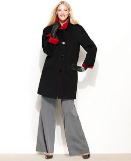 Ellen Tracy Plus Size Wool Blend Colorblock Walker Coat   Coats   Women
