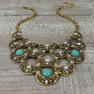 metal and crystal turquoise bib necklace by my posh shop