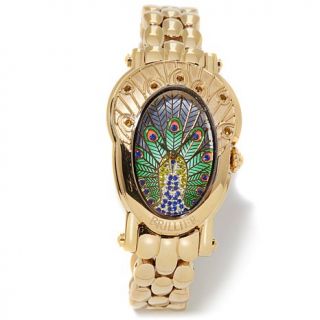 Brillier "Royal Plume" Diamond and Multicolor Crystal Peacock Bracelet Watch