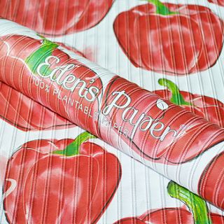 bell pepper 100% plantable wrapping paper by eden's paper