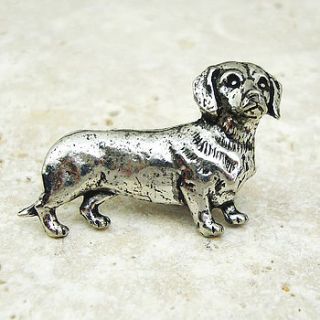 daschund tie pin antiqued pewter by wild life designs