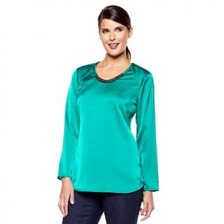 G by Giuliana Rancic Embellished Neckline Blouse
