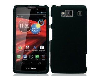 Rubber Coated Plastic Phone Case Cover Black for Motorola Droid RAZR MAXX HD XT926M Cell Phones & Accessories