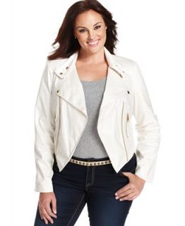 Debbie Morgan Plus Size Jacket, Faux Leather Motorcycle   Jackets & Blazers   Plus Sizes