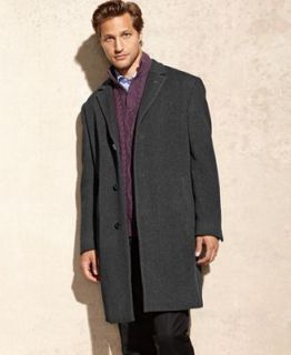 Calvin Klein Coat, Plaza Charcoal Twill Wool Blend Overcoat   Coats & Jackets   Men