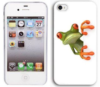 Apple iPhone 4 4S 4G White 4W232 Hard Back Case Cover Color Green Orange Frog Cell Phones & Accessories