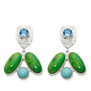 Jay King Turquoise and Blue Topaz Sterling Silver Drop Earrings