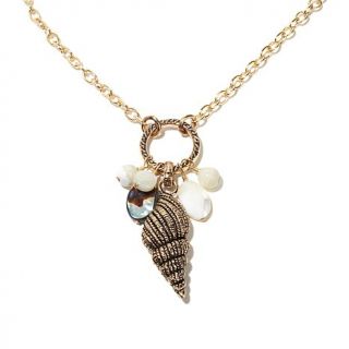 Studio Barse Multigemstone Bronze Nautical Shell "Cape" 30" Necklace