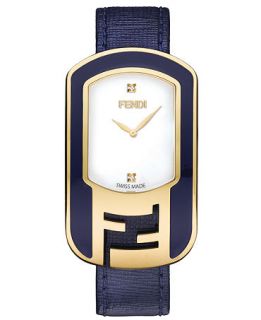 Fendi Timepieces Watch, Womens Swiss Chameleon Diamond Accent Blue Leather Strap 49x29mm F313434031D1   Watches   Jewelry & Watches