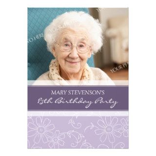Purple Floral 85th Birthday Party Invitations