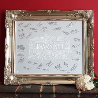 personalised wedding signing frame by more than words 'typographic art'