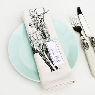 hand printed stag napkin by whinberry & antler