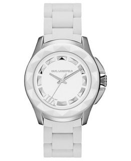 Karl Lagerfeld Watch, Unisex White Silicone Wrapped Stainless Steel Bracelet 44mm KL1016   Watches   Jewelry & Watches