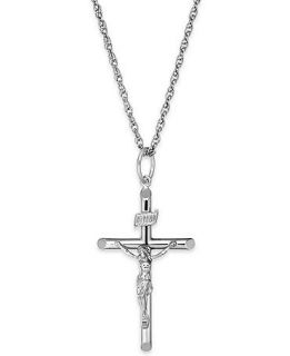 Crucifix Pendant Necklace in Sterling Silver   Necklaces   Jewelry & Watches