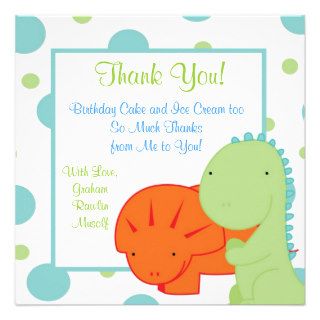 dinosaur birthday party invite cute fun thank you