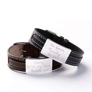 personalised dad's silver & leather bracelet by merci maman